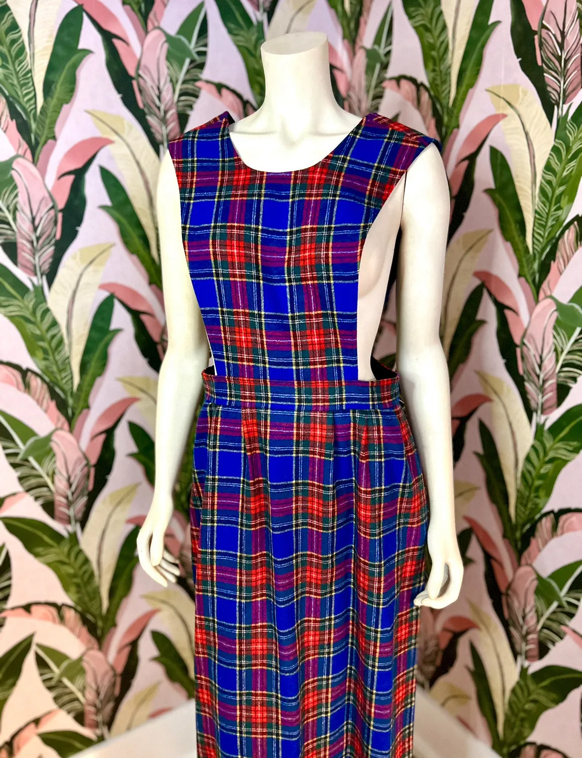 1970s Pendelton Plaid Apron Style Dress