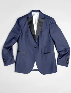 2020 Version BKT50 Peak Lapel Tuxedo Jacket in Super 110s - Navy with Satin Lapel