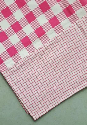 57 x 90 Large and Mini Gingham Pink Oilcloth Tablecloths