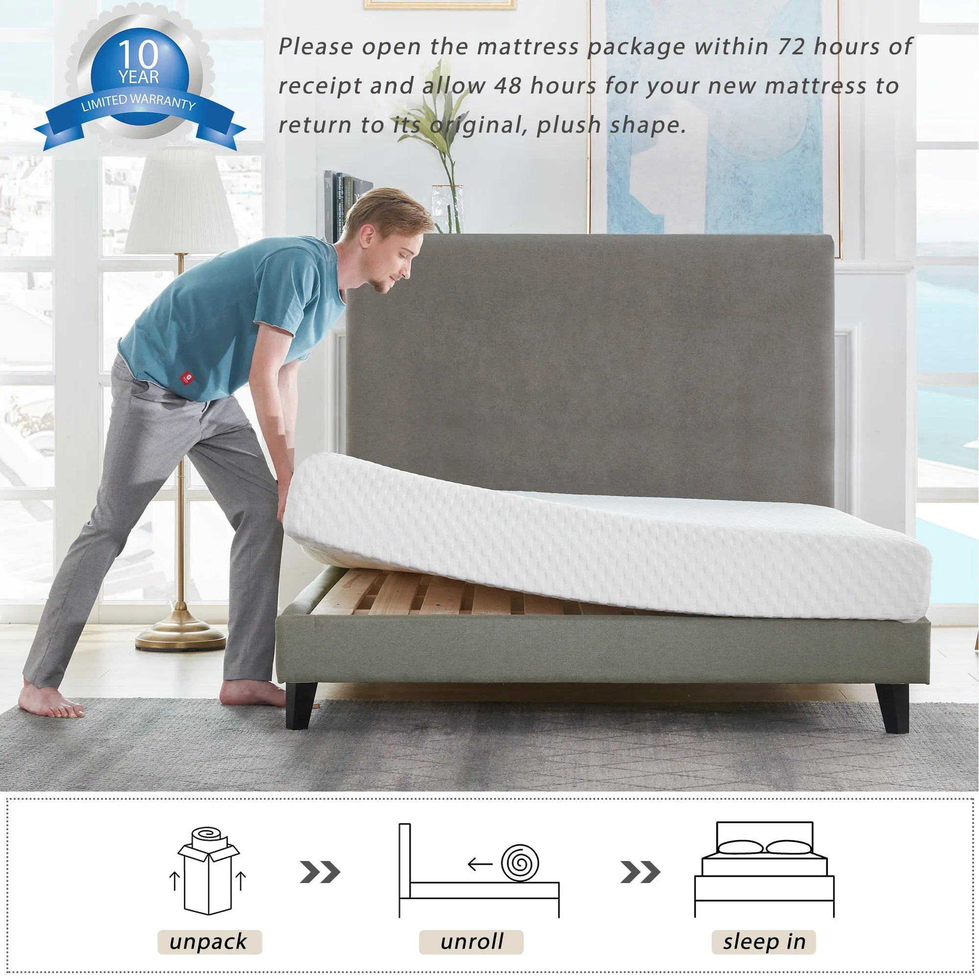 8 Inches Gel Memory Foam Mattress Made in US(Twin)