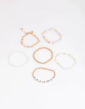 90s Colourful Pearl Bracelet Pack