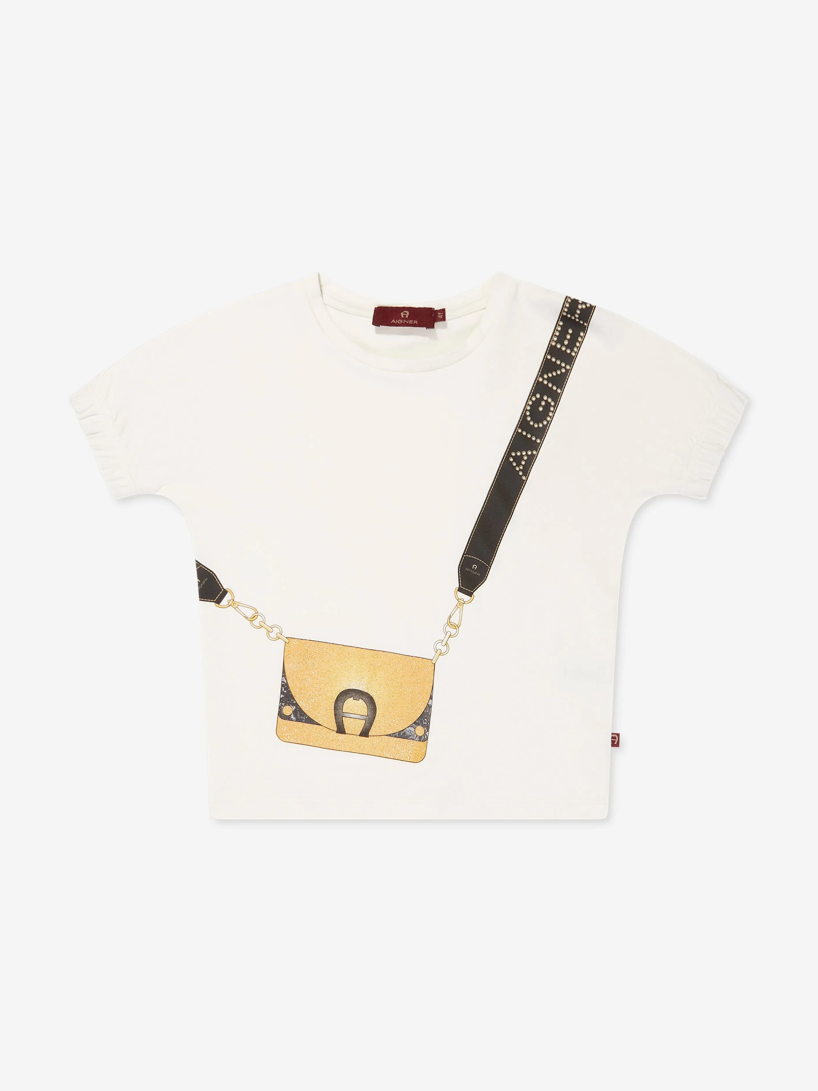 Aigner Girls Bag Print T-Shirt in Ivory