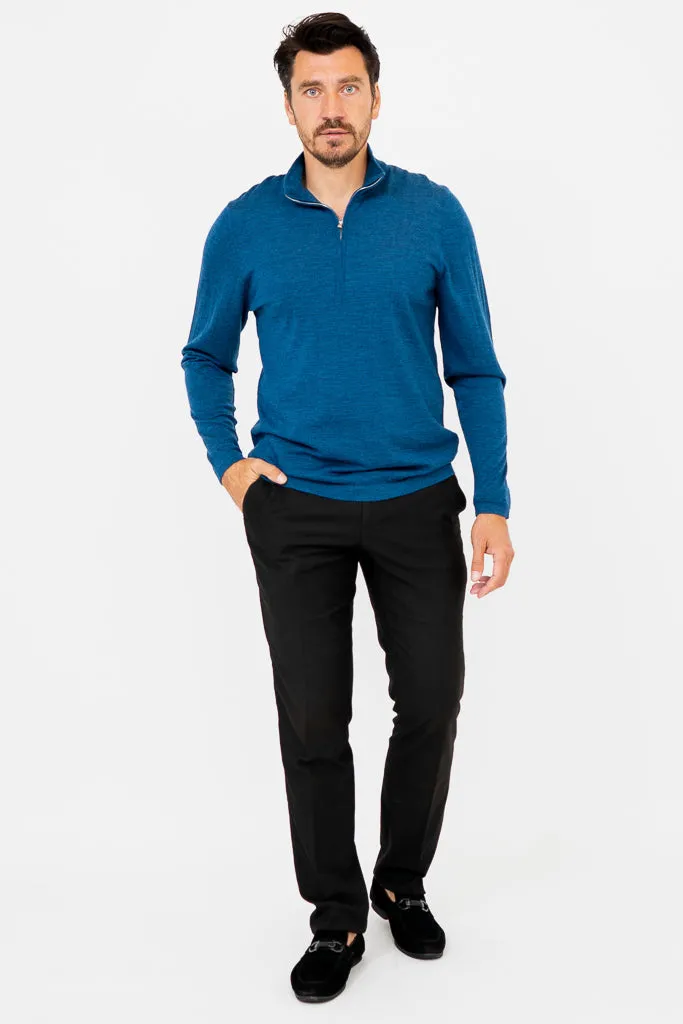 Andrew Sweater, Blue Peri, Merino Wool