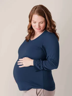 Bamboo Maternity & Nursing Long Sleeve T-shirt | Navy