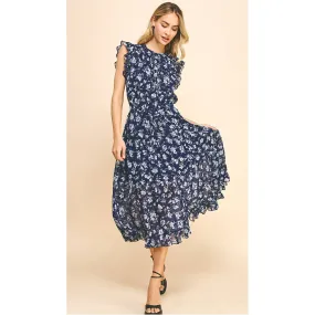 Basha Navy Floral MidiPINCH Dress