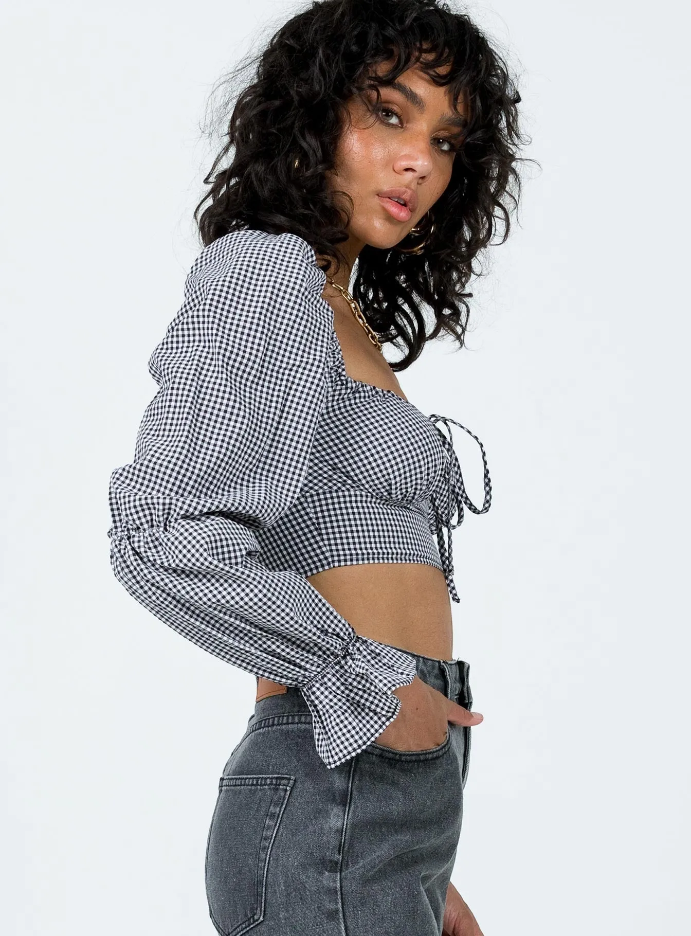 Bellevue Gingham Top Black / White