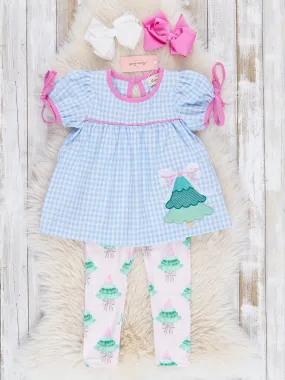 Blue Gingham Christmas Tree Outfit