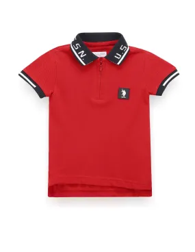 Boys Cotton Zipper Polo Shirt