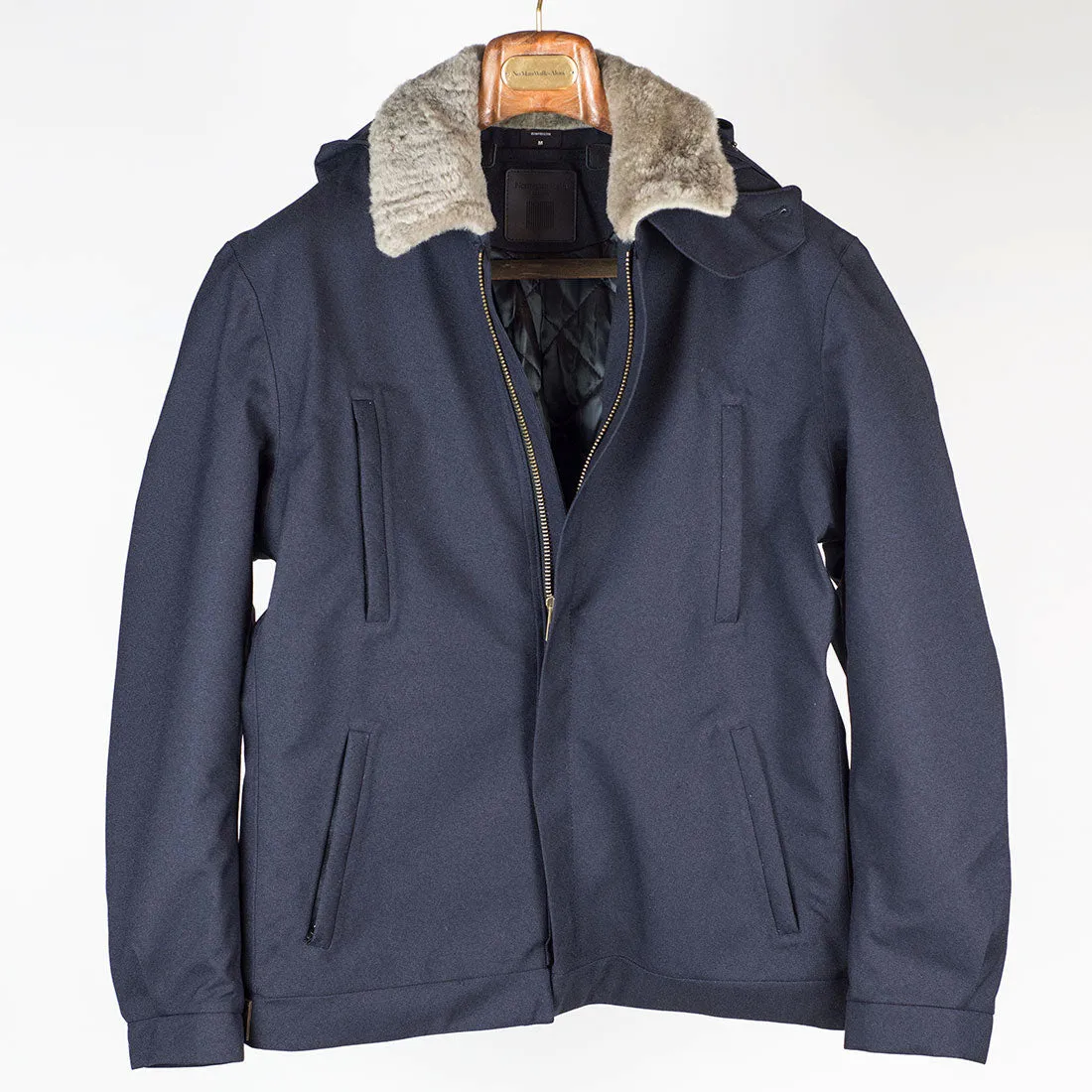 Bumfreezer jacket in Navy hopsack fabric