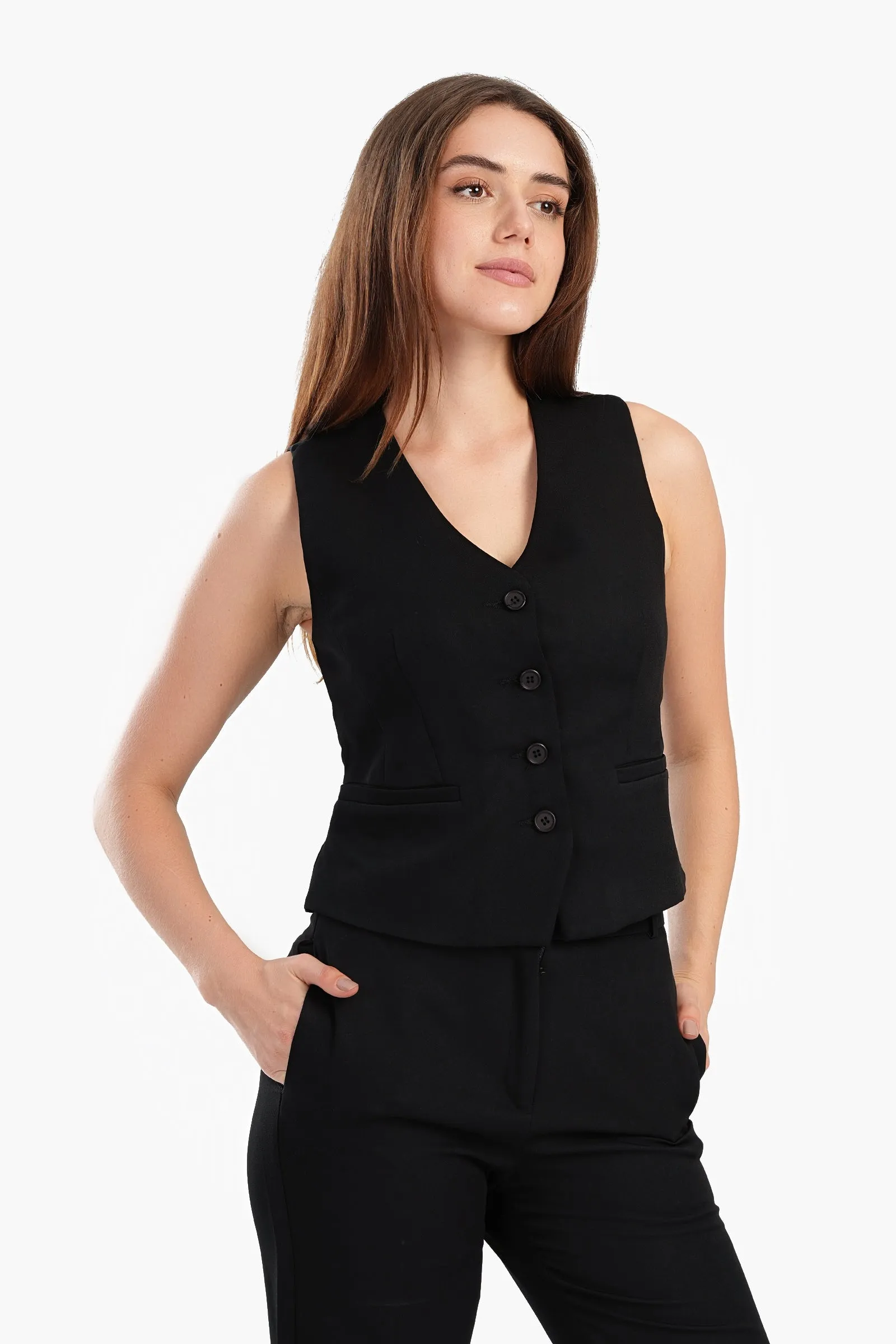 Button-Up Black Vest