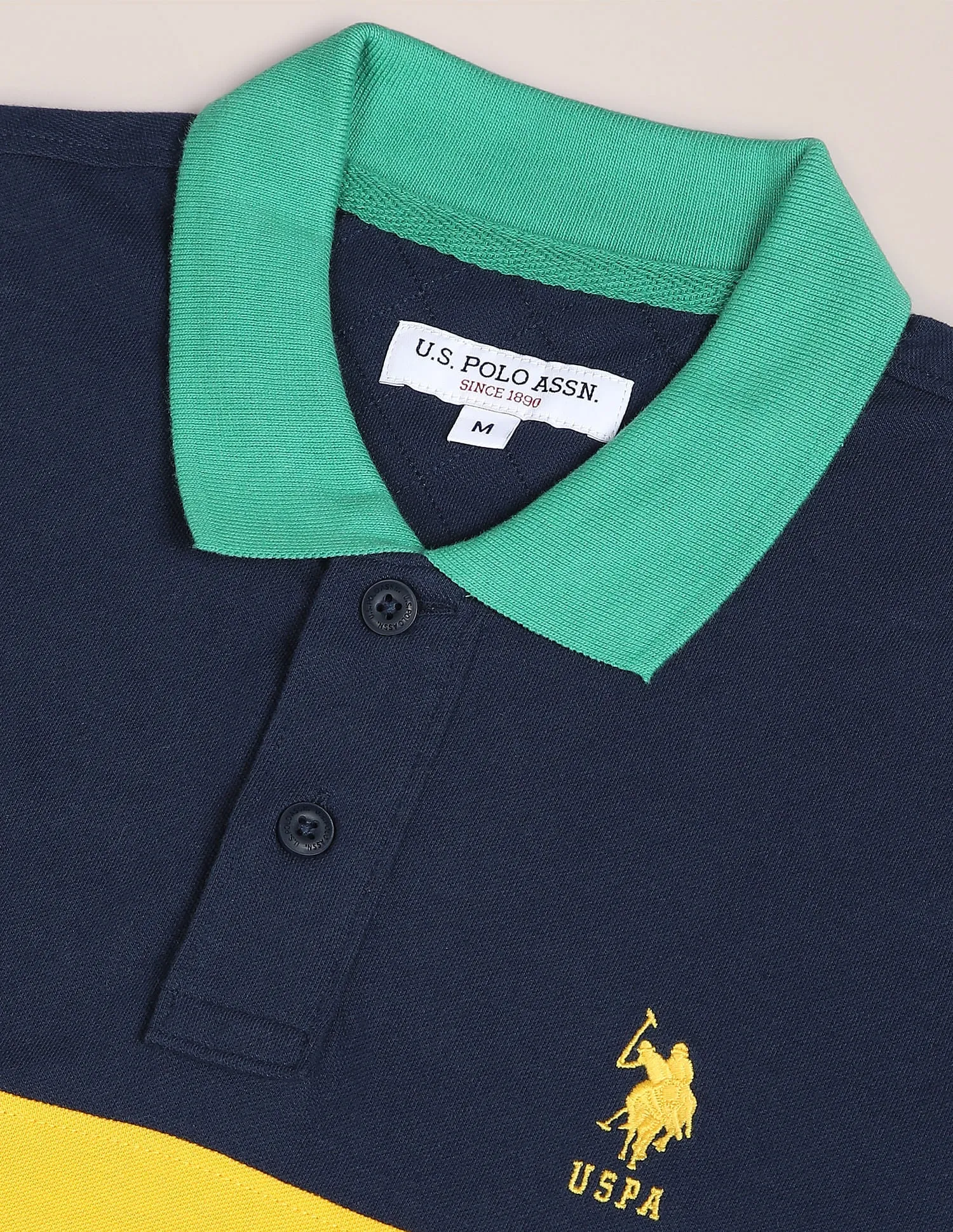 Colour Block Cotton Polo Shirt