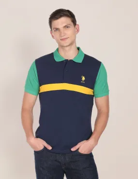 Colour Block Cotton Polo Shirt