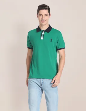 Contrast Collar Cotton Polo Shirt