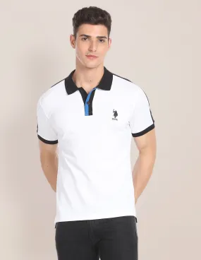 Contrast Collar Pique Polo Shirt