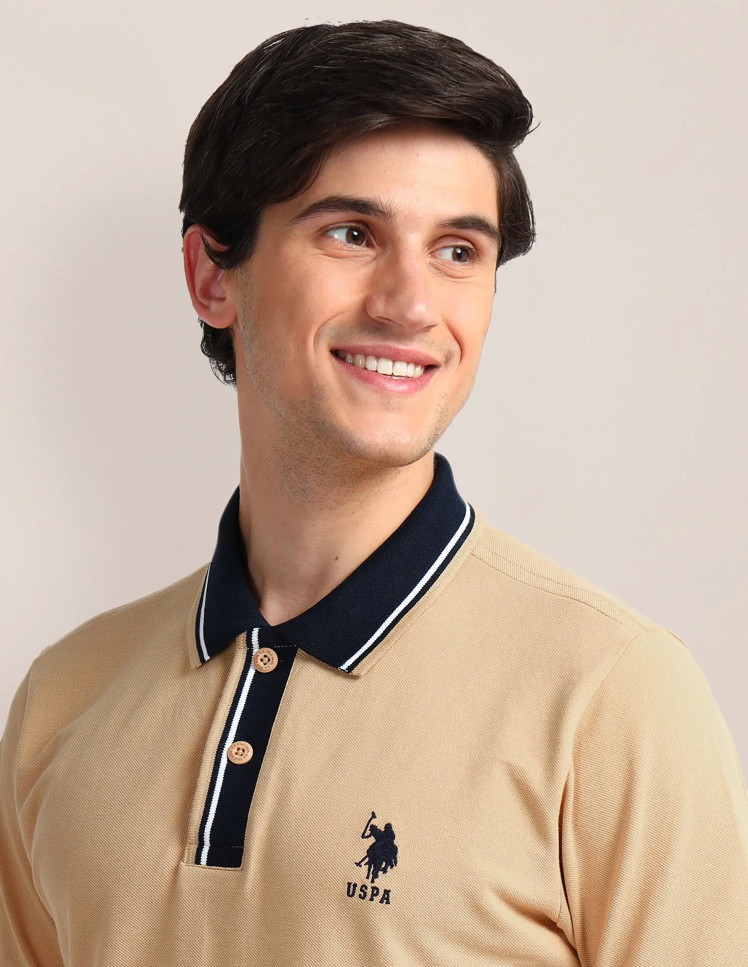 Contrast Collar Slim Polo Shirt