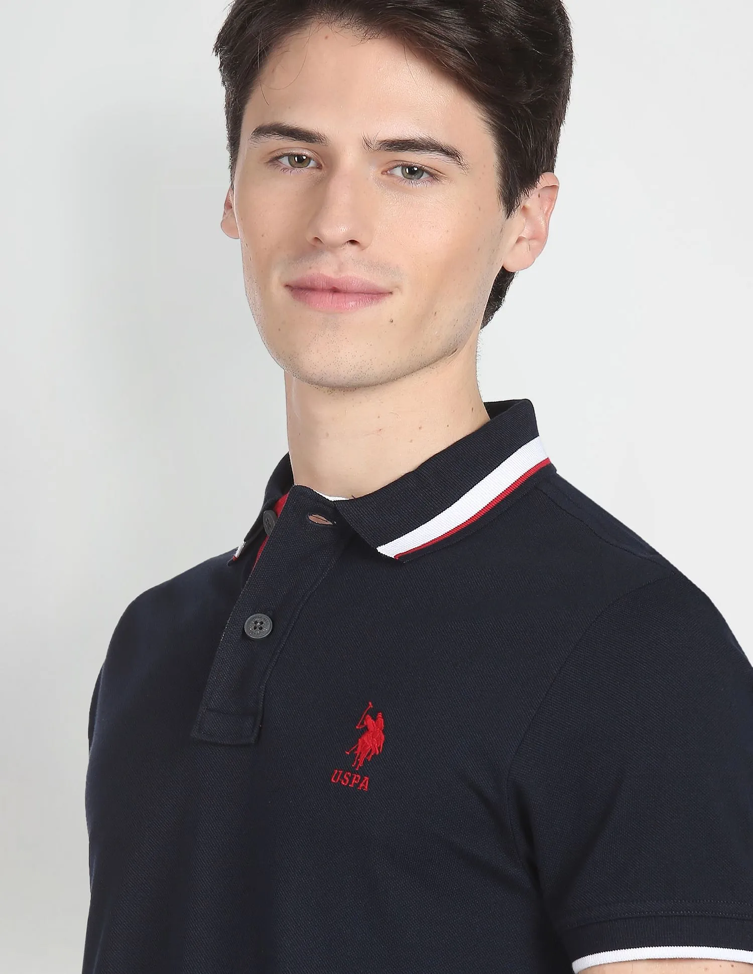 Contrast Placket Pique Polo Shirt