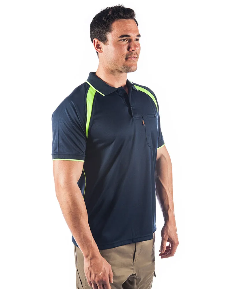 Cool Breathe Contrast Polo Short Sleeve - Navy/Yellow