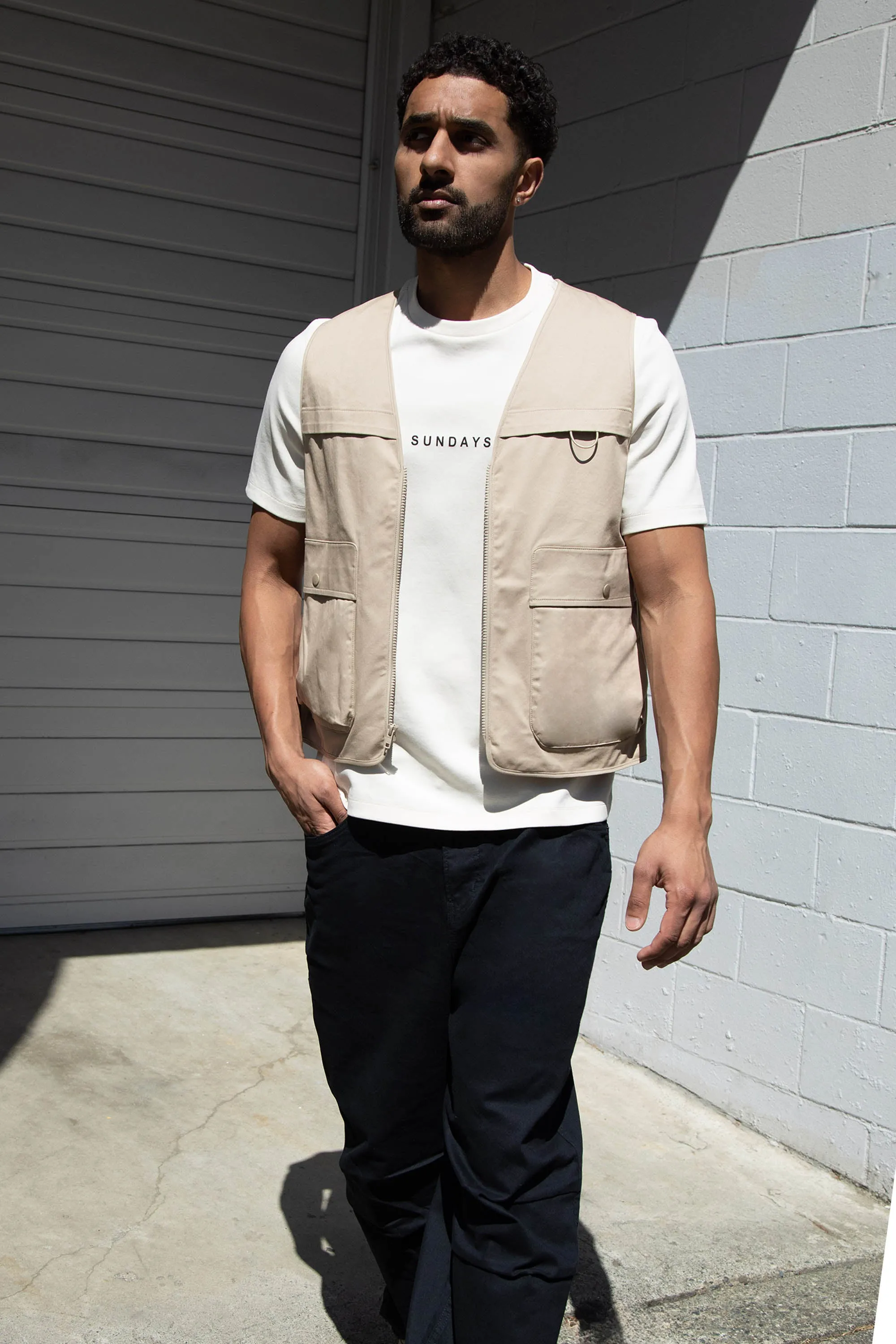 COTTON-TWILL CARGO UTILITY VEST