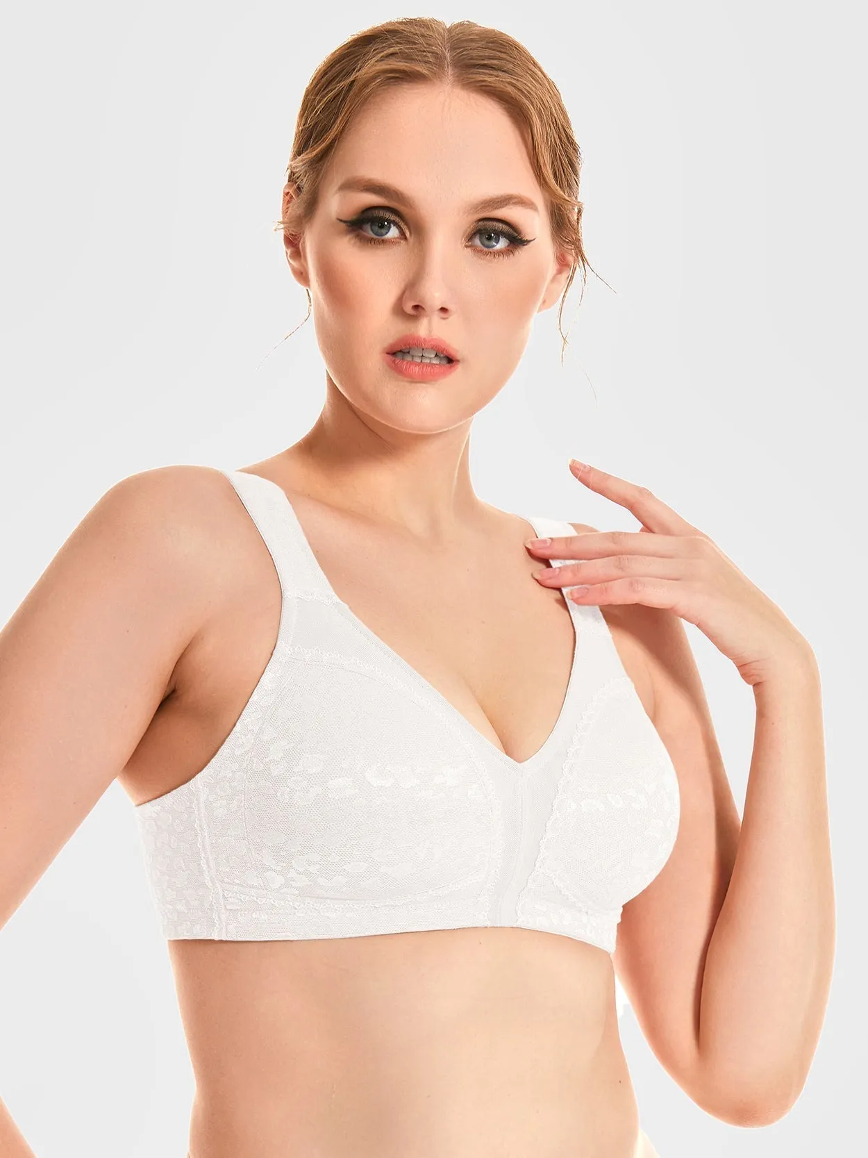 Cushion Strap Wirefree Sports Minimizer Bra For Bigger Size White