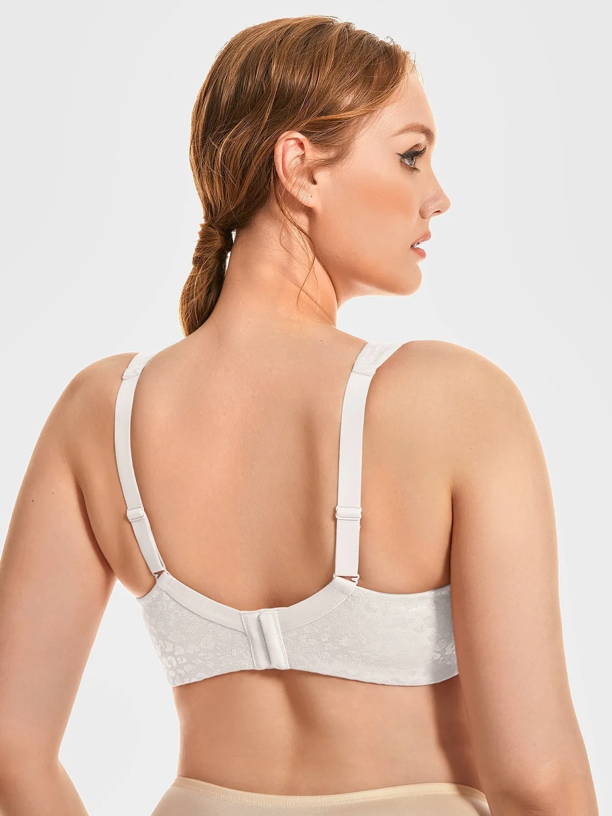 Cushion Strap Wirefree Sports Minimizer Bra For Bigger Size White