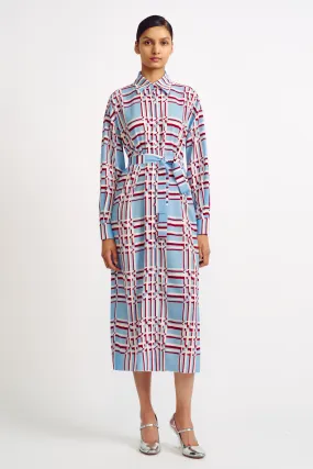 Deirdre Painted Check Crepe Georgette Dress