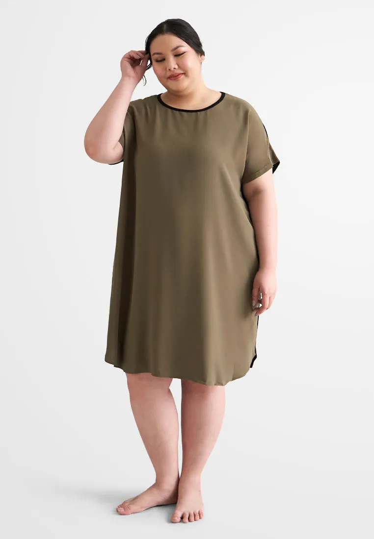 Dency Back Stretch Lounge Dress - Army Green