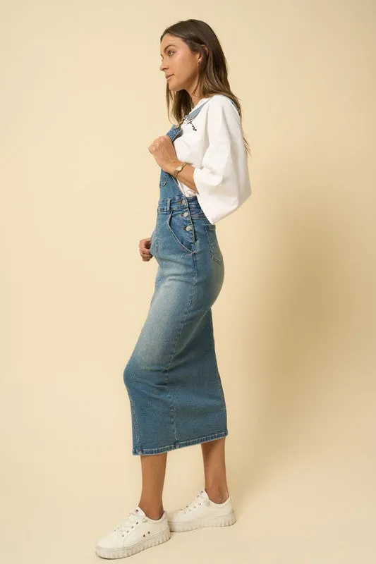 Denim Overalls Maxi Dress