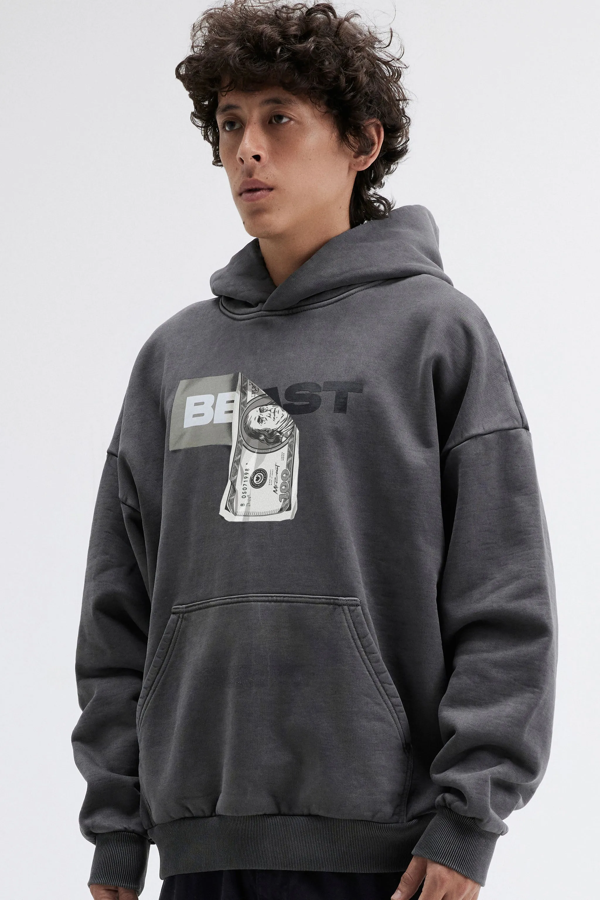 DOLLAR BILL HOODIE - BLACK PIGMENT DYE