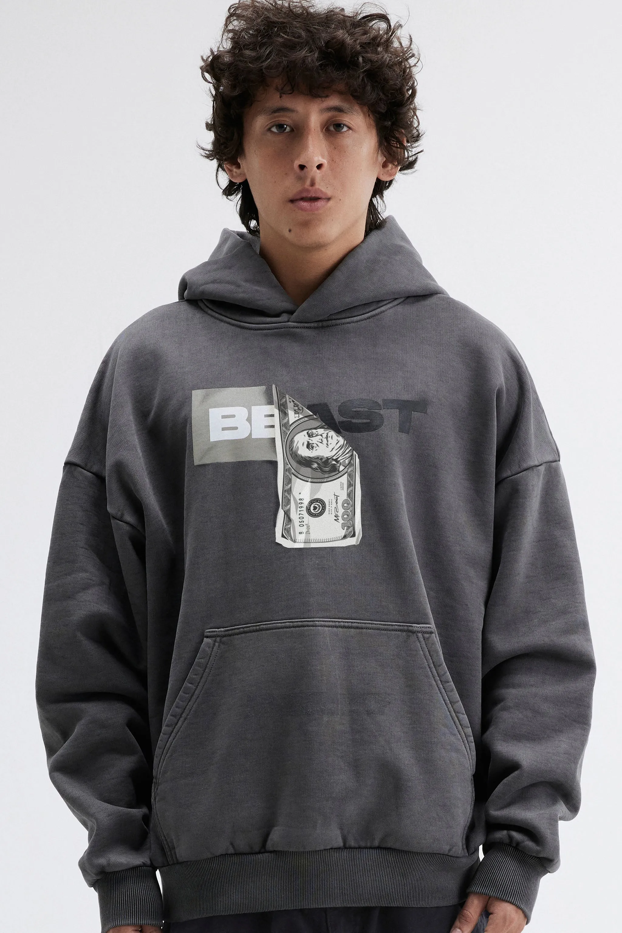 DOLLAR BILL HOODIE - BLACK PIGMENT DYE