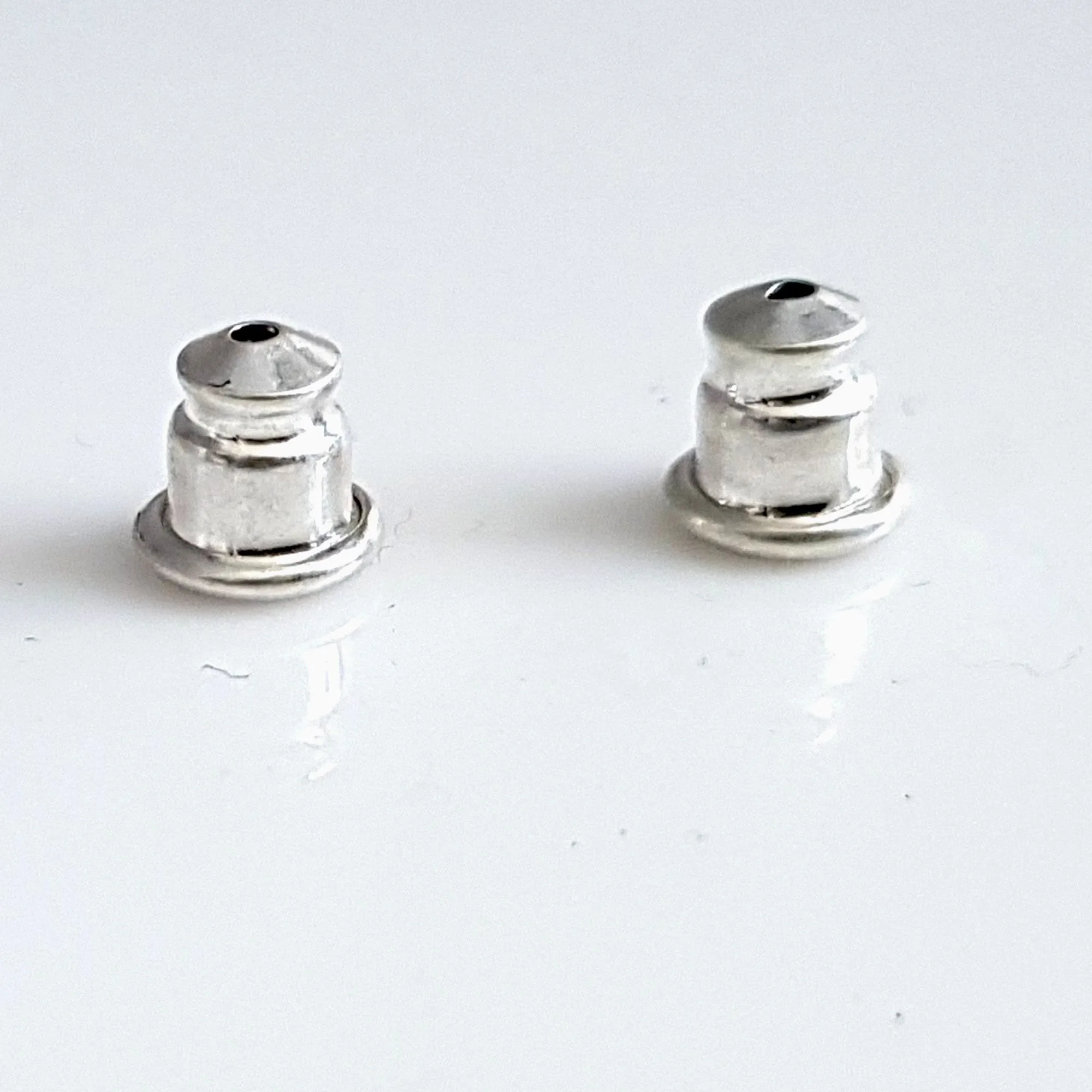 Ear Backs - Sterling Silver Bullet Style with Memory Rubber Inserts | SS-007B/EB | Earring Finding