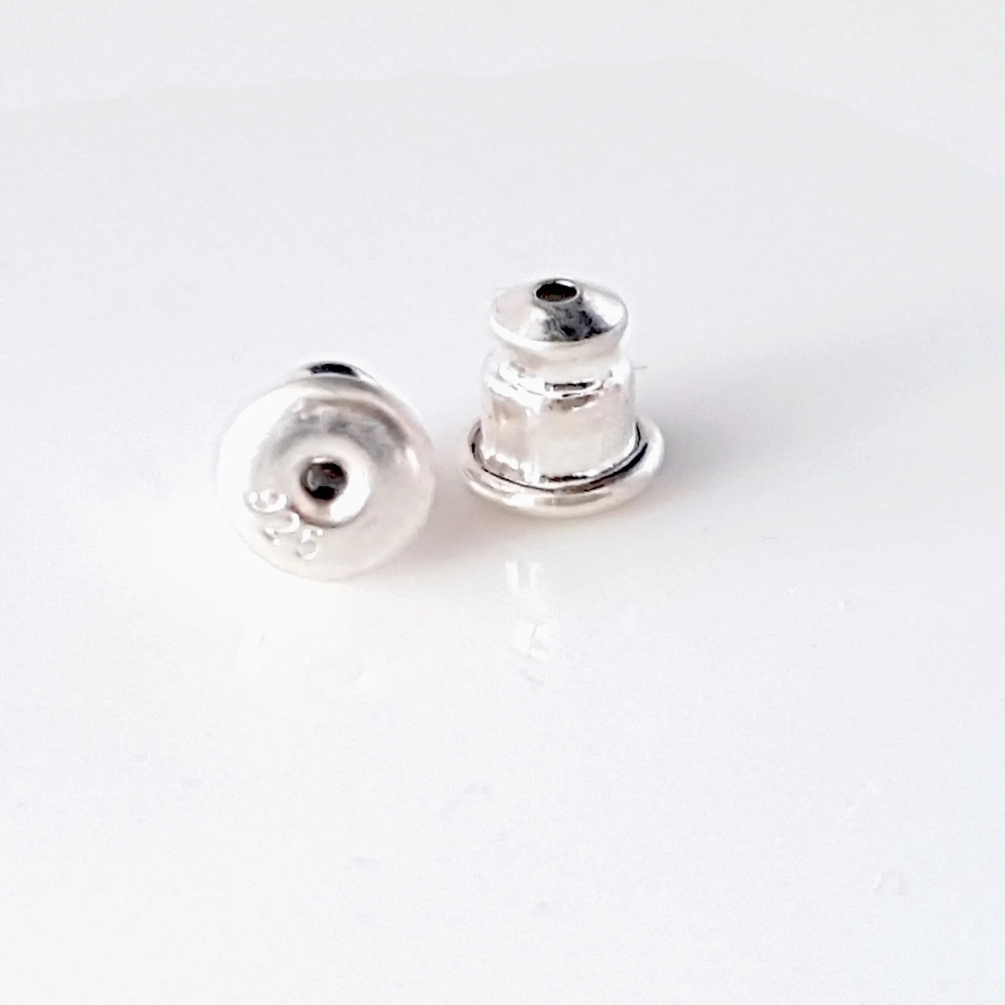 Ear Backs - Sterling Silver Bullet Style with Memory Rubber Inserts | SS-007B/EB | Earring Finding