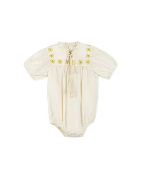 Embroidered Trim Tassel Romper