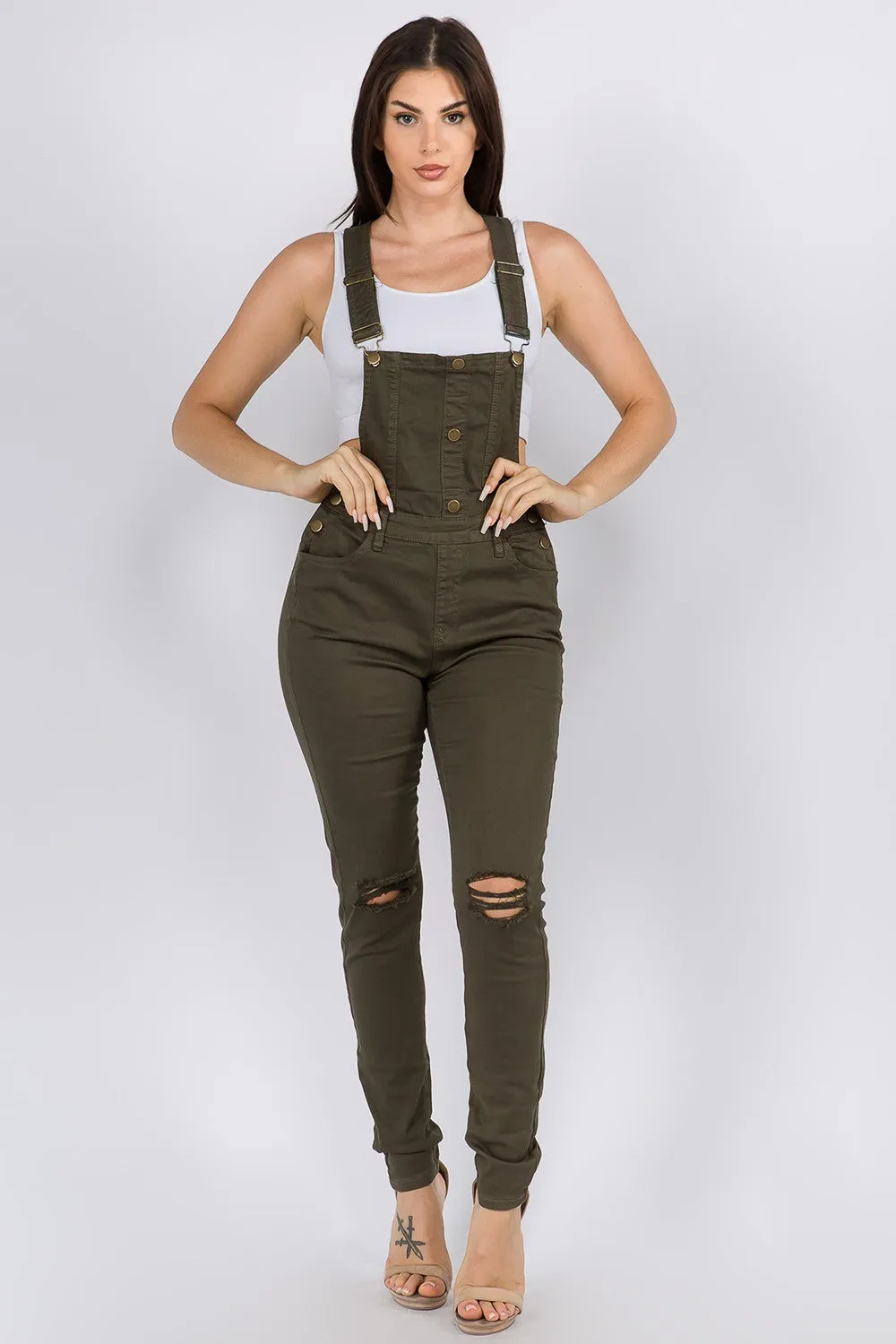 Essential Button Down Color Denim Overalls