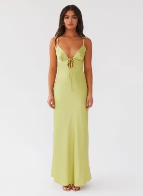 Flora Satin Maxi Dress - Green Expectations