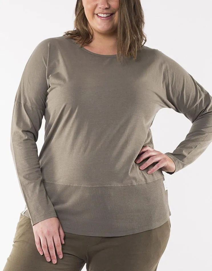 Fundamental Long Sleeve Rib Tee - Khaki