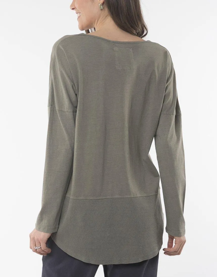 Fundamental Long Sleeve Rib Tee - Khaki