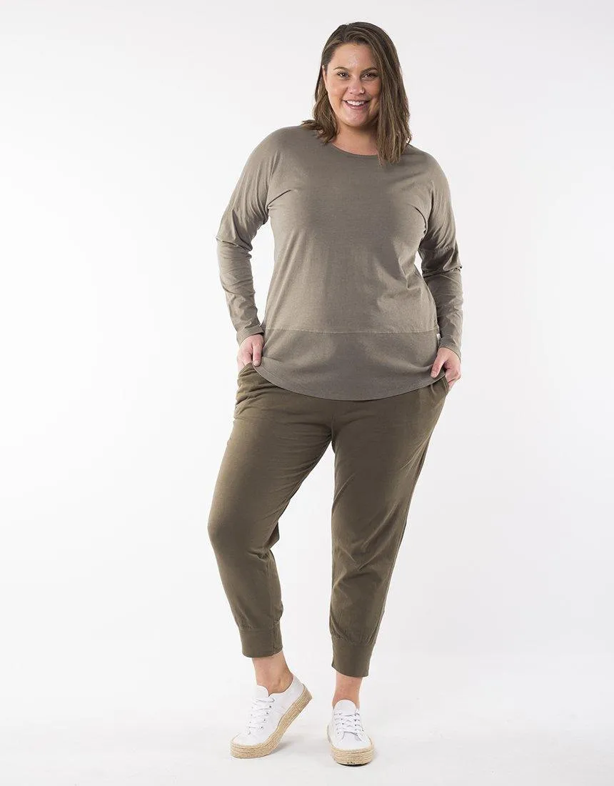 Fundamental Long Sleeve Rib Tee - Khaki