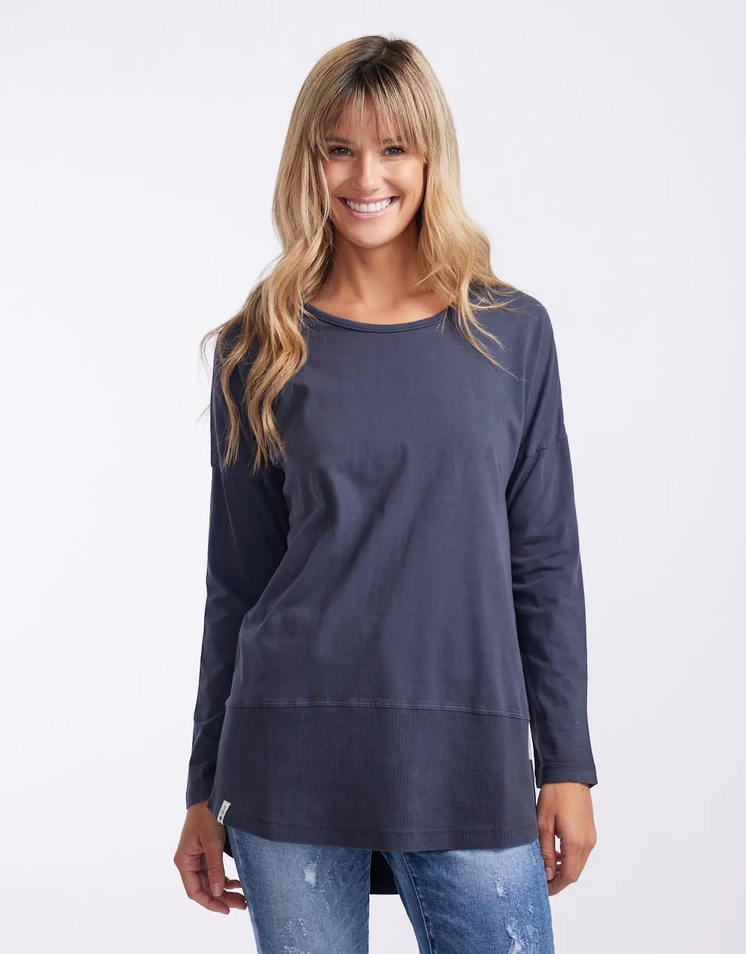 Fundamental Long Sleeve Rib Tee - Navy