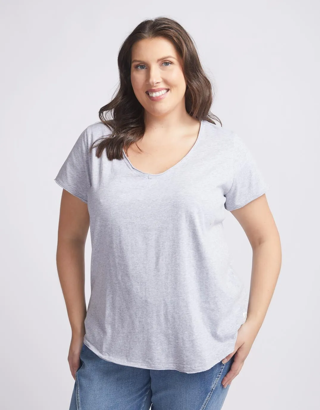 Fundamental Vee Tee - Grey Marle