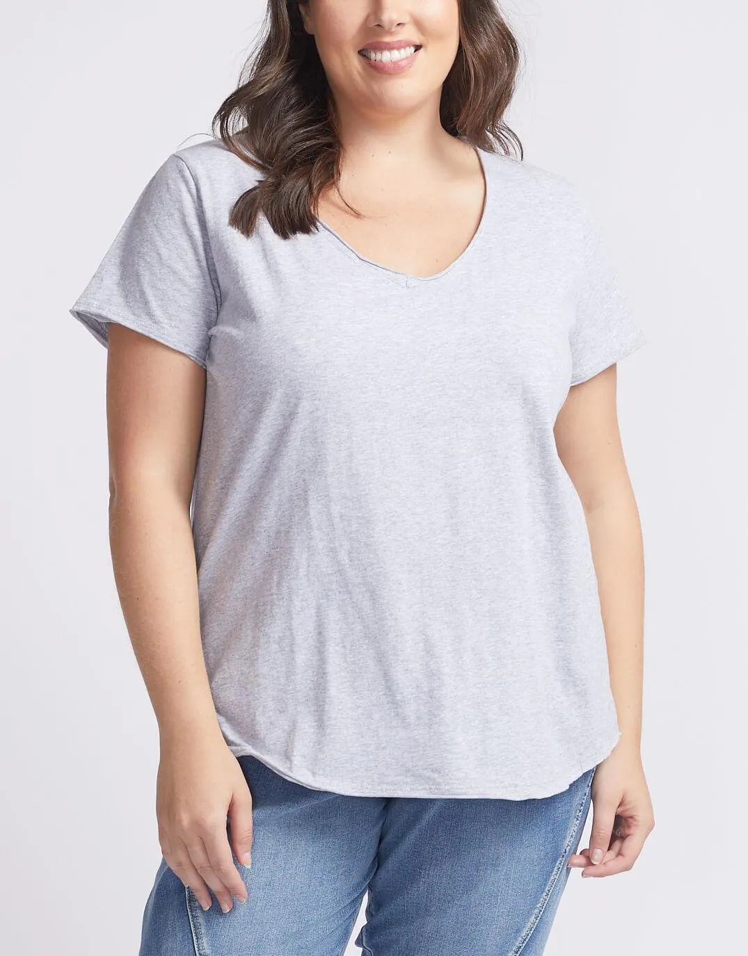 Fundamental Vee Tee - Grey Marle