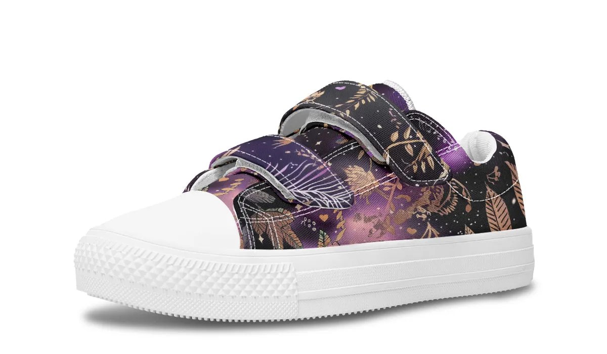 Galactic Bloom Kids Low Tops - Easy Strap Canvas Kids Shoes with Durable Rubber Soles