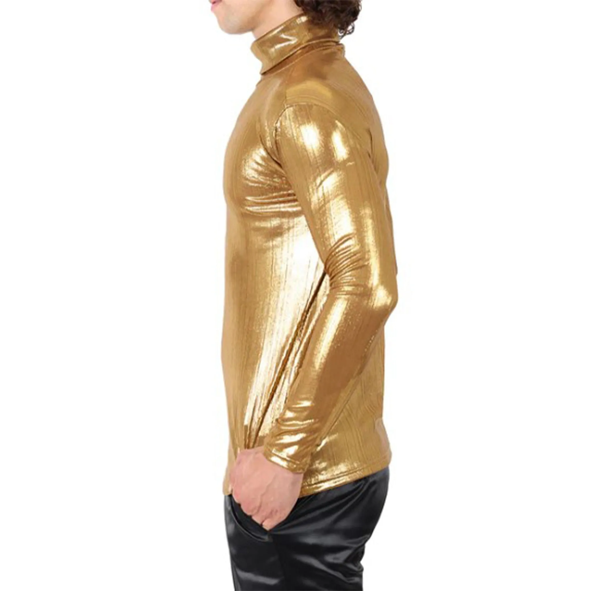 Gold Metallic Turtle Neck Shirt