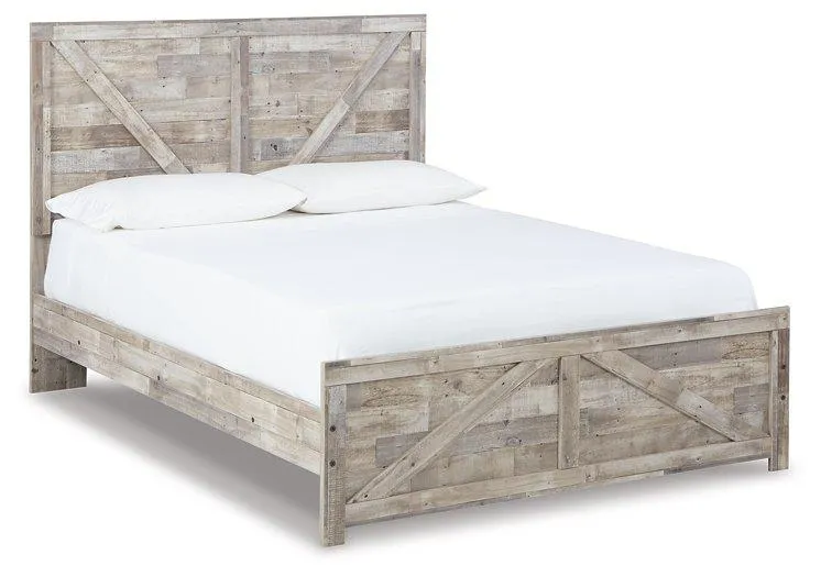 Hodanna Whitewash Queen Crossbuck Panel Bed