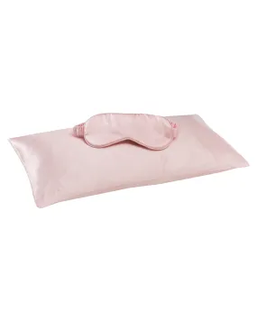 Jana Set - Silk Pillow Case & Eye Mask in Candy Rosé