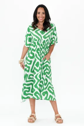 Jennifer Green Geo Flutter Sleeve Dress