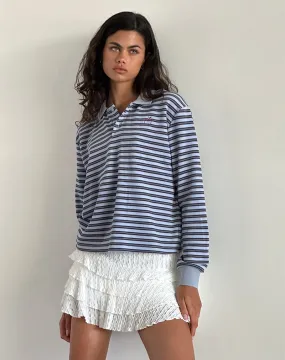 Kamilla Baggy Long Sleeve Shirt in Blue and Grey Stripe