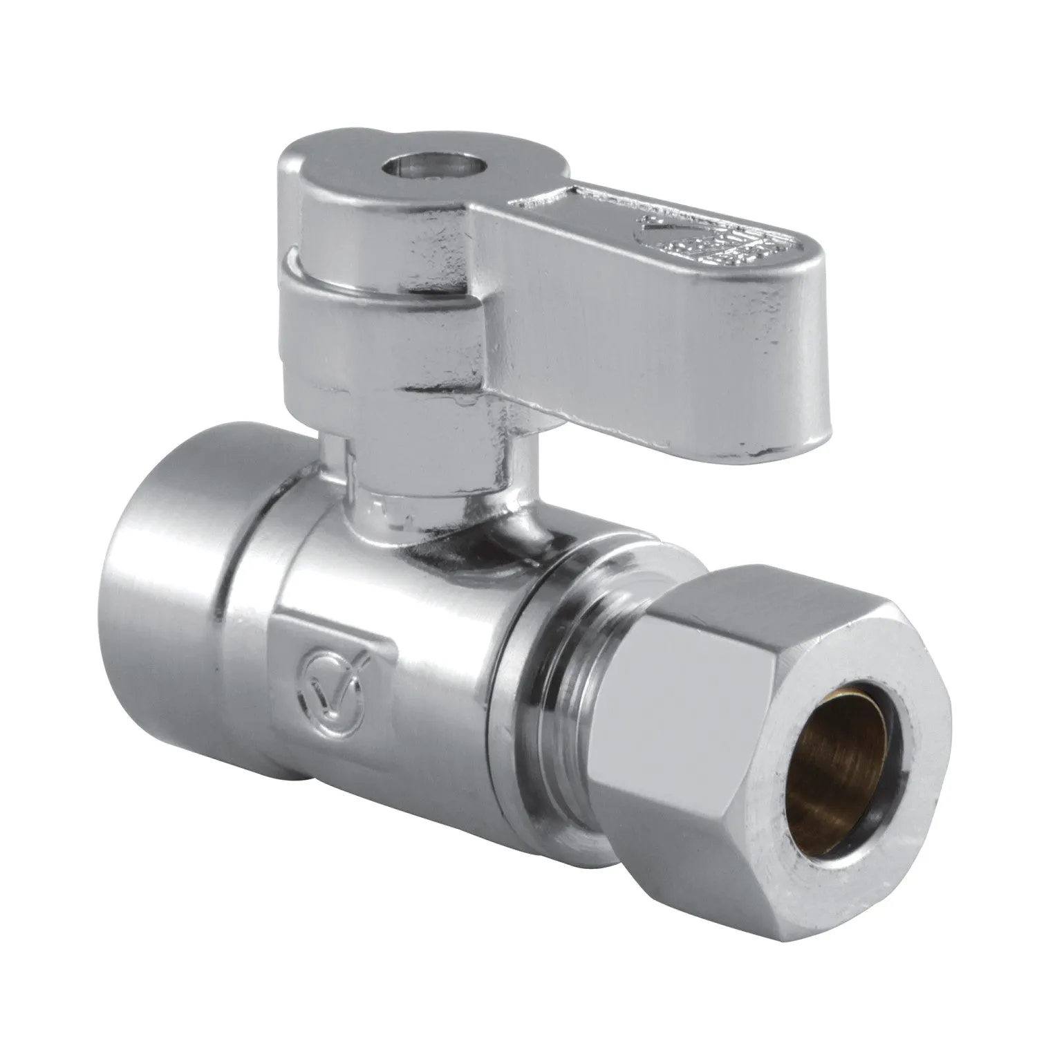 Kingston Brass KF4325 1/2 Sweat x 3/8 O.D. Comp Quarter-Turn Straight Shut-Off Valve, Polished Chrome