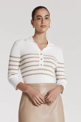 Kipton Stripe Knit Top - Biscuit