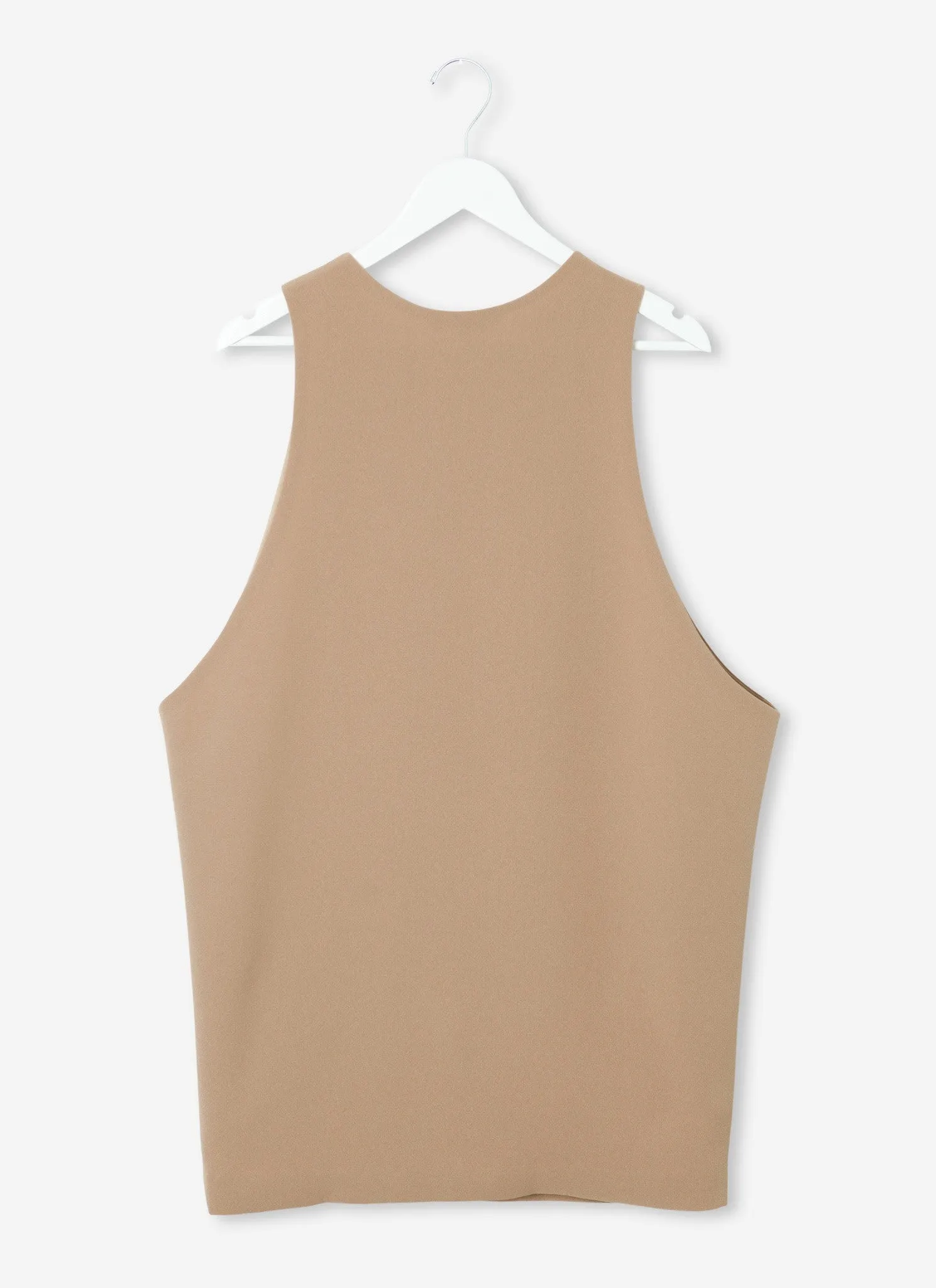 Macro Dropped Armhole Dress - Camel