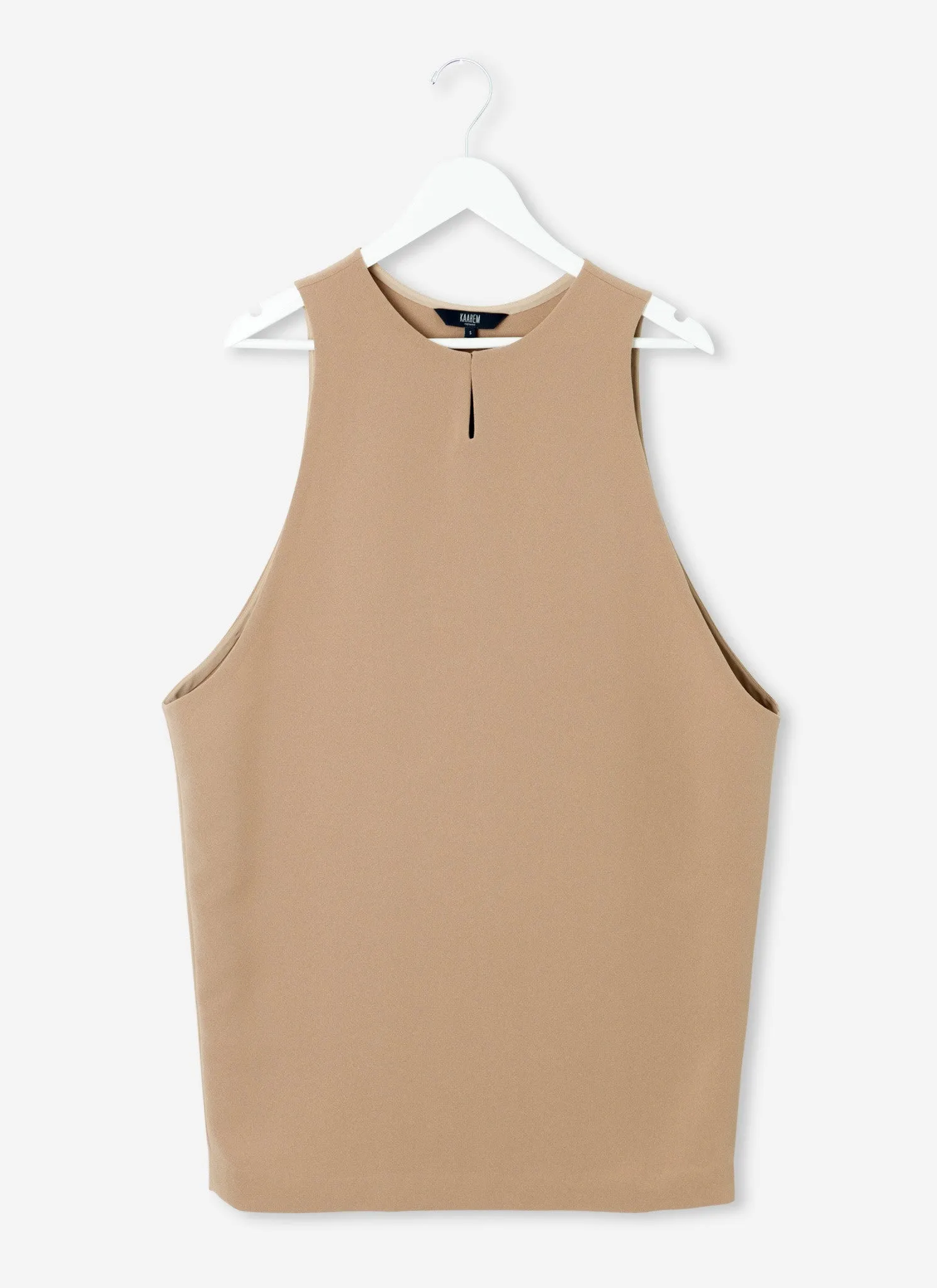 Macro Dropped Armhole Dress - Camel